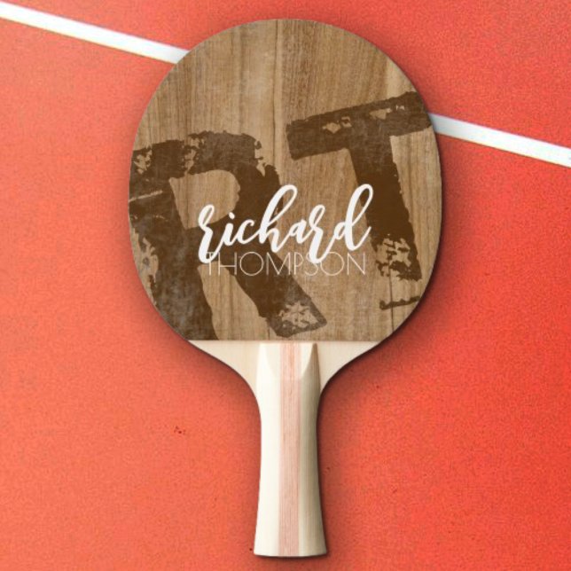 Cool Player Monogram (name + initials) aged wood Ping Pong Paddle (Creator Uploaded)