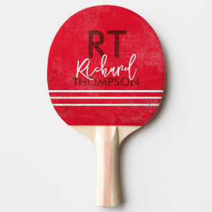 Cool Player Monogram (name + initials) on aged Red Ping Pong Paddle