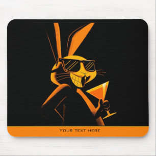 Cool Playful Retro Poster Rabbit Nightclub Mood Mouse Pad
