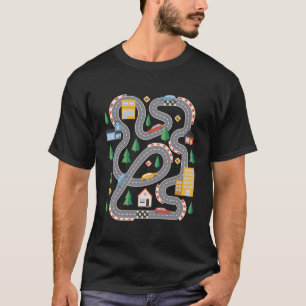 Cool Playmat Car Race Track On Back Cute Toddler T-Shirt