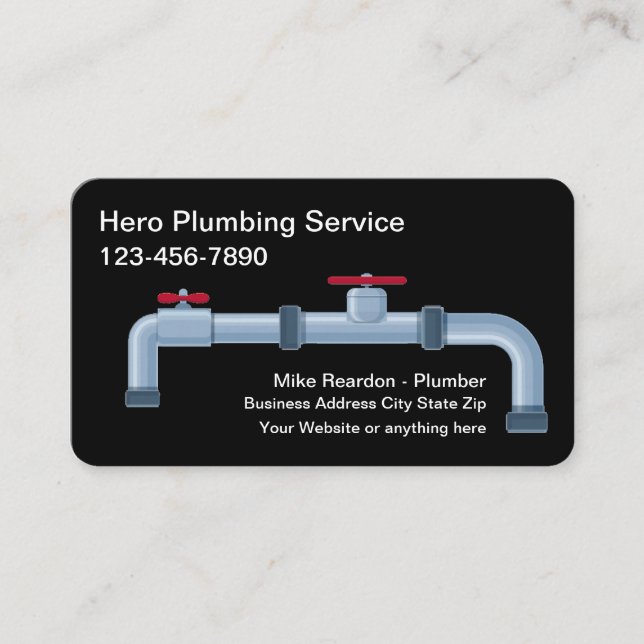 Cool Plumbing Service Plummer Pipes Business Card (Front)