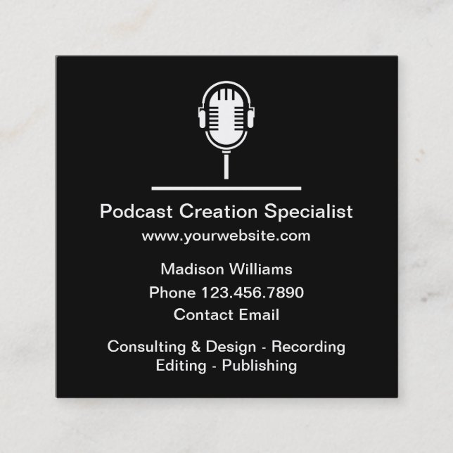 Cool Podcast Creation Theme Business Card Template (Front)