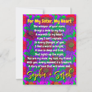 Cool Poem for My Sister   Personalised Floral Postcard