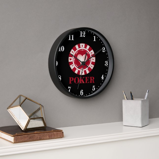 Cool poker room word art Casino Clock (Office)