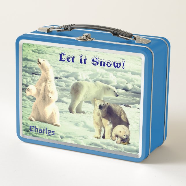 Cool Polar Bears on Ice  Metal Lunch Box (Front)