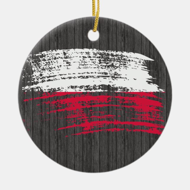 Cool Polish flag design Ceramic Tree Decoration (Front)