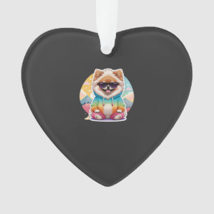 Cool Pomeranian in Rainbow Hoodie Ornament