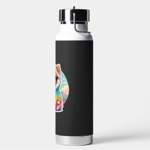 Cool Pomeranian in Rainbow Hoodie Water Bottle