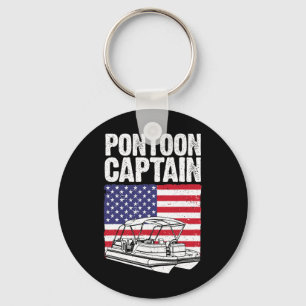 Cool Pontoon Boat Captain Art For Men Women Pontoo Key Ring