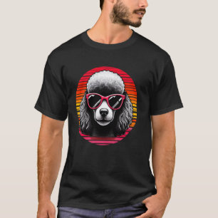 Cool Poodle Dog Vintage Retro Sunset Sunglasses 70 T-Shirt