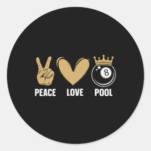 Cool Pool Design For Men Women Billiards 8 Ball Po Classic Round Sticker