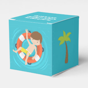 Cool Pool Party Boy Swimming Kids Blue Birthday Favour Box