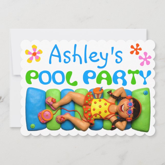 Cool Pool Party, Kid's Party Invitation (Front)