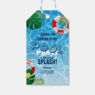 Cool Pool Party Swimming Birthday Thank You Favo Gift Tags