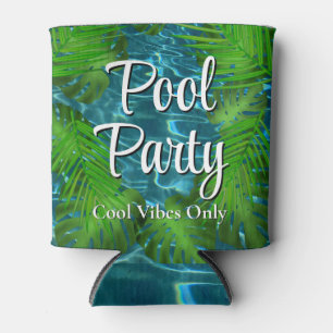 Cool Pool Party vibes palm leaves Can Cooler