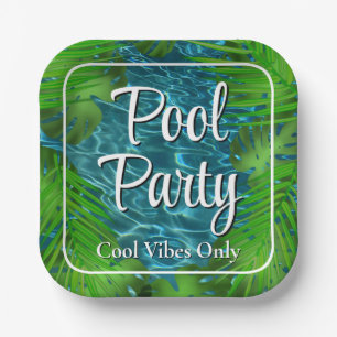 Cool Pool Party vibes palm leaves  Paper Plate