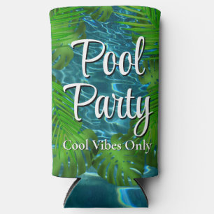 Cool Pool Party vibes palm leaves Seltzer Can Cooler