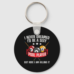 Cool Pool Player Design For Men Women Pool Billiar Key Ring