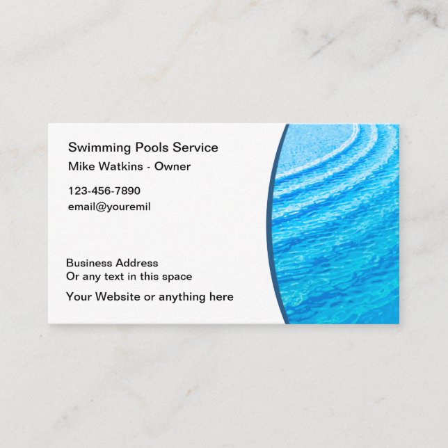 Cool Pool Service Business Cards (Front)