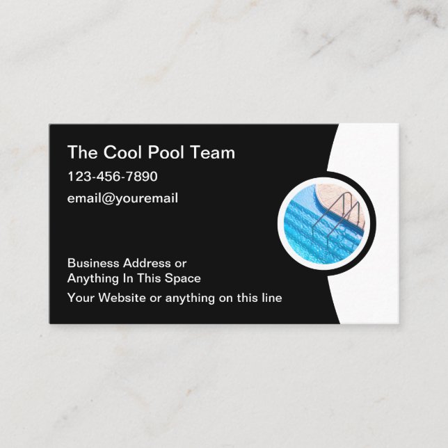 Cool Pool Service Business Cards Design Template (Front)