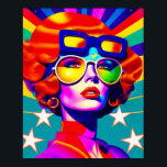 Cool Pop Art and Sunglasses Poster<br><div class="desc">This pop art creation will take you on a journey to the groovy past, with a bold and stylish twist. A mesmerising, psychedelic girl, wearing a pair of cool sunglasses, pops against the dynamic stars and stripes background. The retro vibe, combined with the modern pop art design, makes this piece...</div>