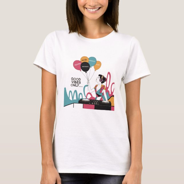 Cool Pop Art of a dj girl T-Shirt (Front)