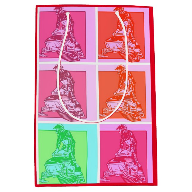 Cool Pop Art Snowmobiler Medium Gift Bag (Front)