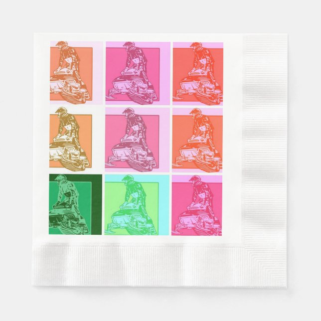 Cool Pop Art Snowmobiler Napkin (Front)
