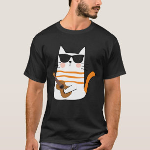 Cool Pop Cat Rock Guitar Kitty Kitten T-Shirt