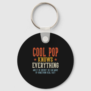 Cool pop knows everything father's day retro key ring