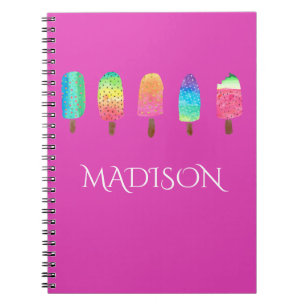 Cool Popsicles Hot Pink Custom School Notebook