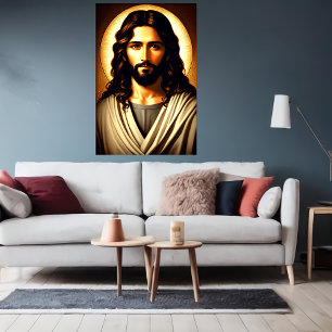 Cool portrait of Jesus Christ AI Art Poster