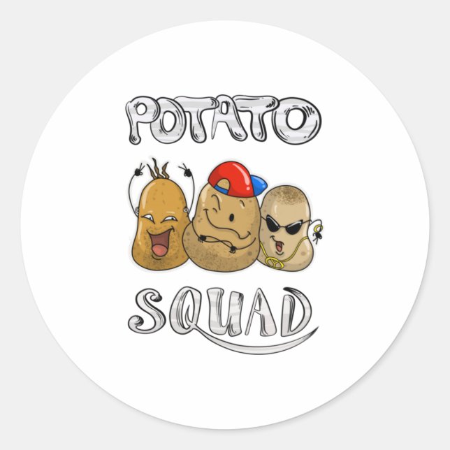 Cool Potato Squad  Funny Potatoes Group Lover E Classic Round Sticker (Front)