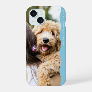 Cool preppy light blue wavy edge one photo iPhone 15 case