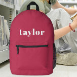 Cool Preppy Pink Modern Minimalist Trendy Custom Printed Backpack<br><div class="desc">Introducing the Cool Preppy Pink Modern Minimalist Trendy Personalised Printed Backpack, a versatile and stylish accessory designed for various purposes. This backpack is an ideal choice for back-to-school supplies, offering a personalised touch that caters to both students and teachers. The option to include a name ensures easy identification and adds...</div>