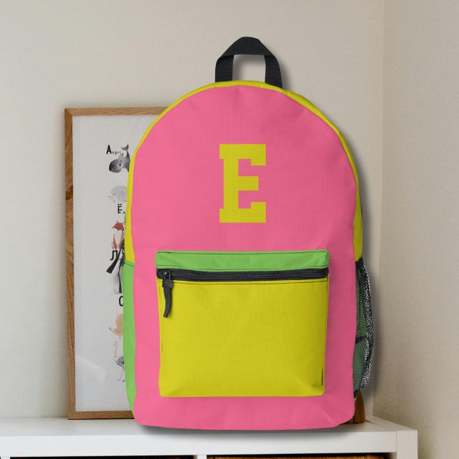 Cool Pretty Pink Girls Monogram Printed Backpack (Creator Uploaded)