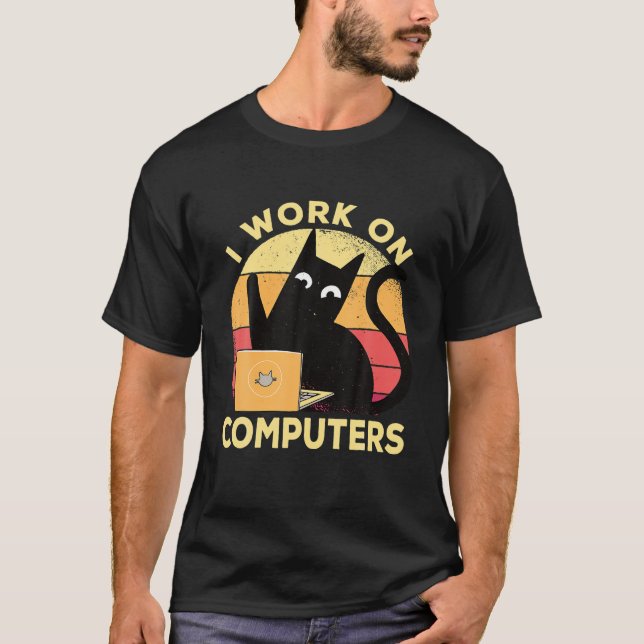 Cool Programming Nerd I Work On Computers Angry Ca T-Shirt (Front)
