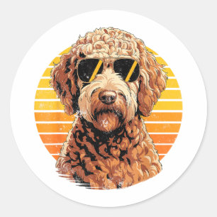 Cool proud doodle men women vintage dog lovers  classic round sticker