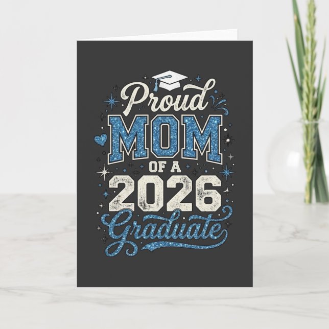 Cool Proud Mum Class of 2026 Graduation Gift Card (Front)