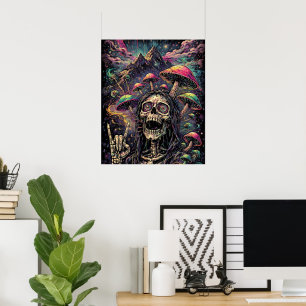 Cool Psychelelic Skeleton Black Light Look Poster
