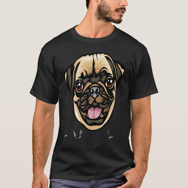 Cool Pug Dog Face T-Shirt (Front)