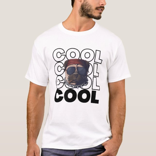 Cool Pug Dog Graphic T-Shirt (Front)