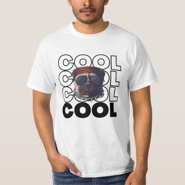Cool Pug Graphic T-Shirt for Dog Lovers (Front)