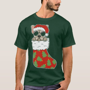 Cool Pug Sock Funny Pug Santa Christmas Stocking T-Shirt