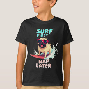 Cool Pug Surfing Dog T-Shirt