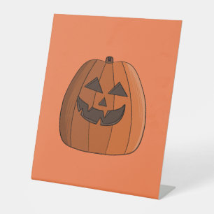 Cool Pumpkin Pedestal Sign