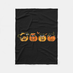 Cool Pumpkin Spooky Black Cat Mum Halloween Fleece Blanket