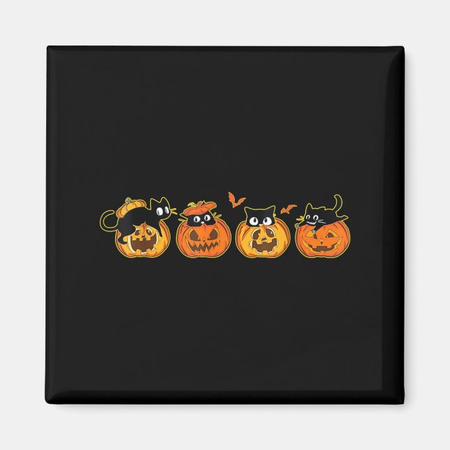 Cool Pumpkin Spooky Black Cat Mum Halloween Magnet (Front)