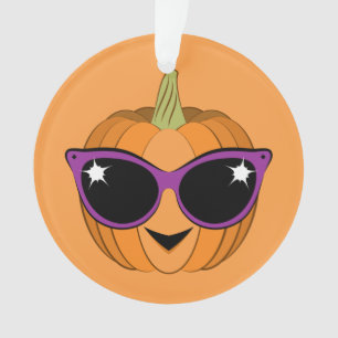 Cool Pumpkin Wearing Retro Cat Sunglasses Ornament