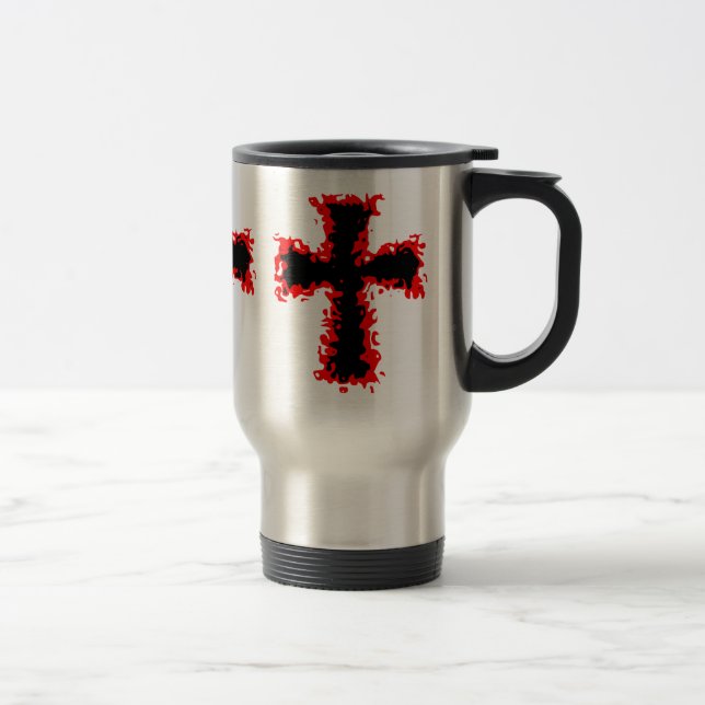 Cool punk goth wild red and black cross mug (Right)
